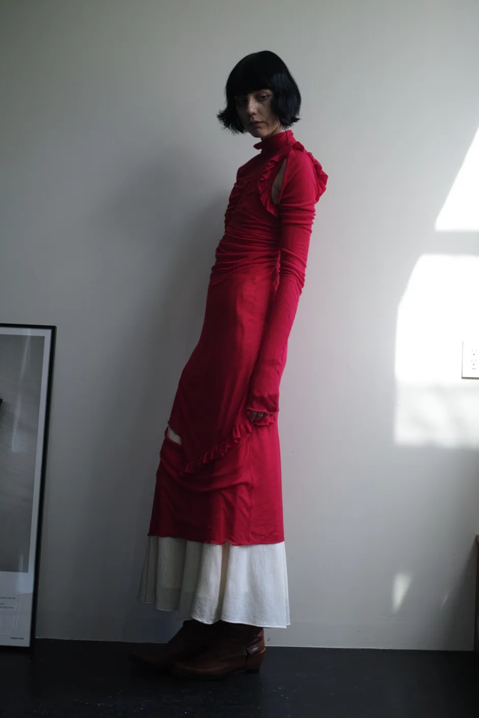 Anonymous Ism ASYMMETRIC SHEER DRESS-Women Dress