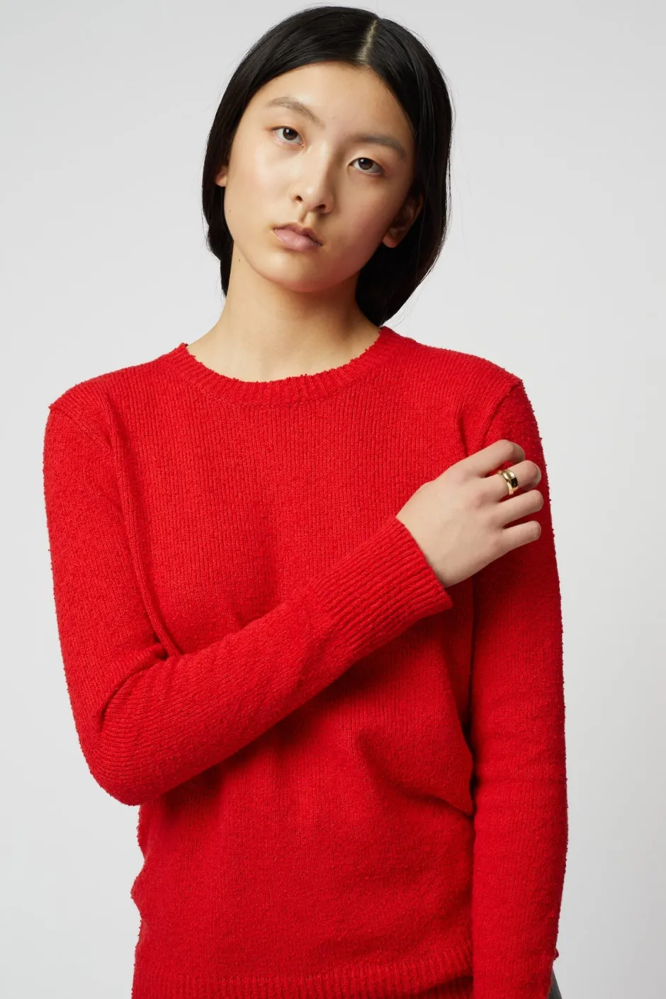 Anonymous Ism Boucle Crewneck Top-Women Knitwear