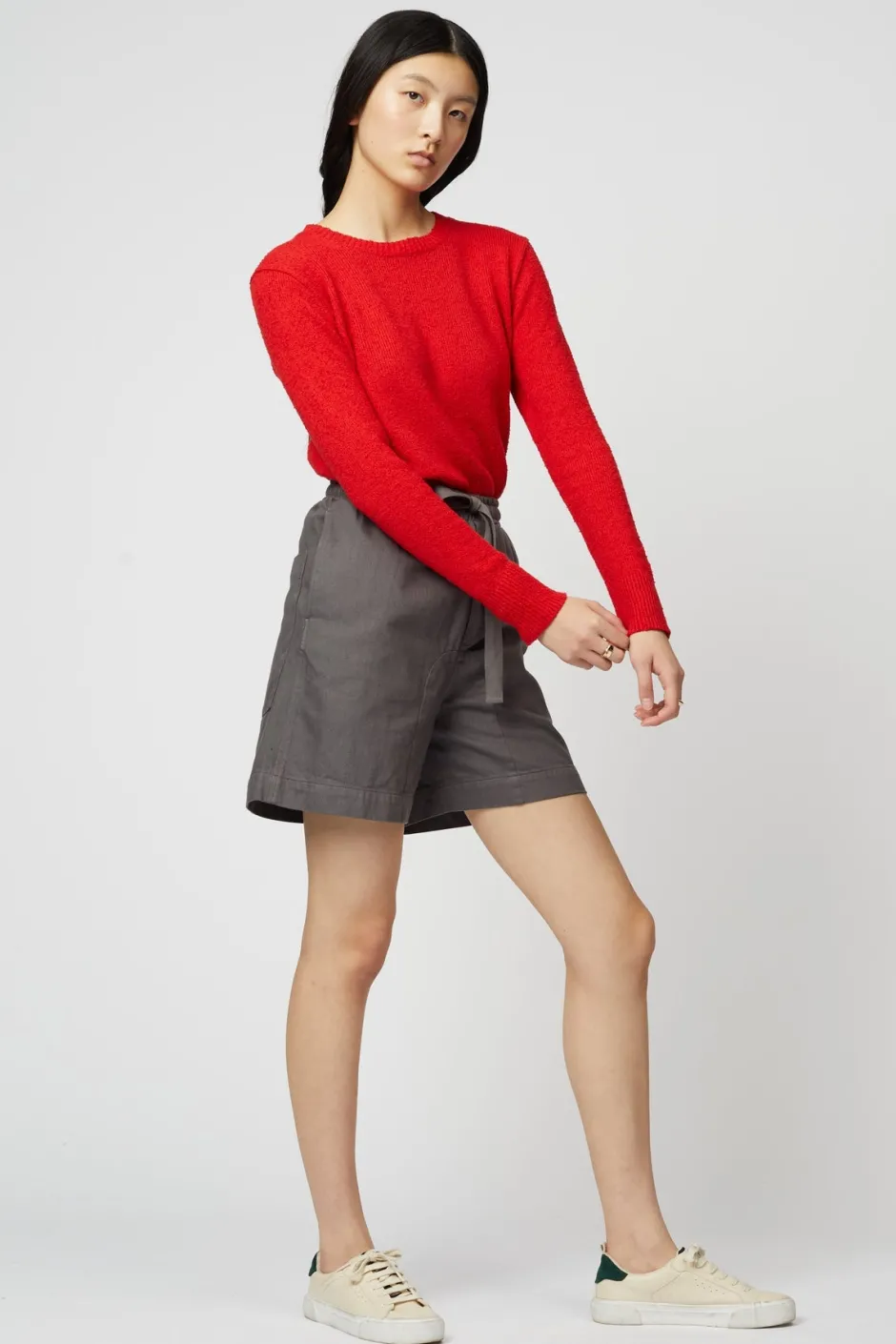Anonymous Ism Boucle Crewneck Top-Women Knitwear