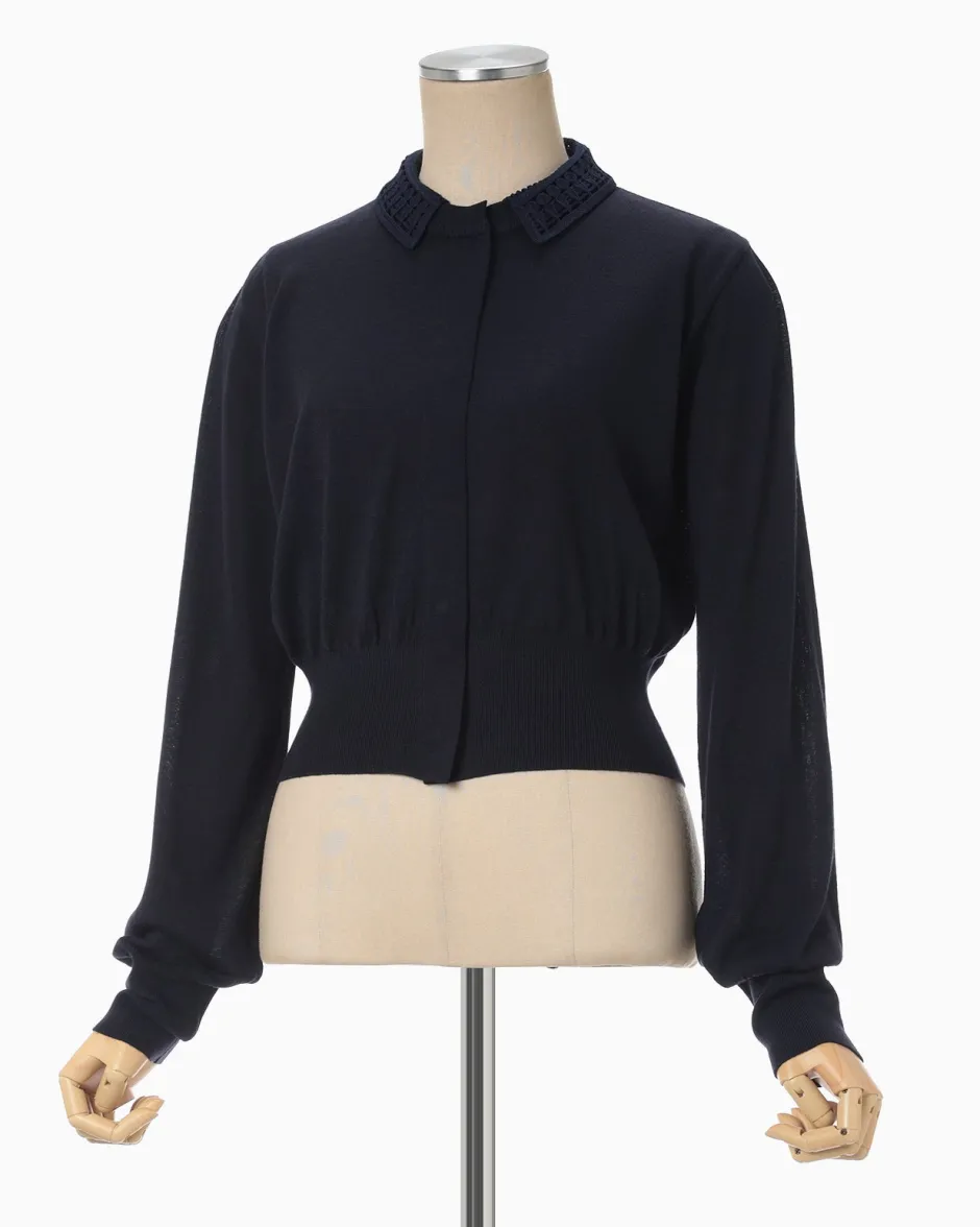 Anonymous Ism Detachable Collar Knit Cardigan-Women Tops|Tops