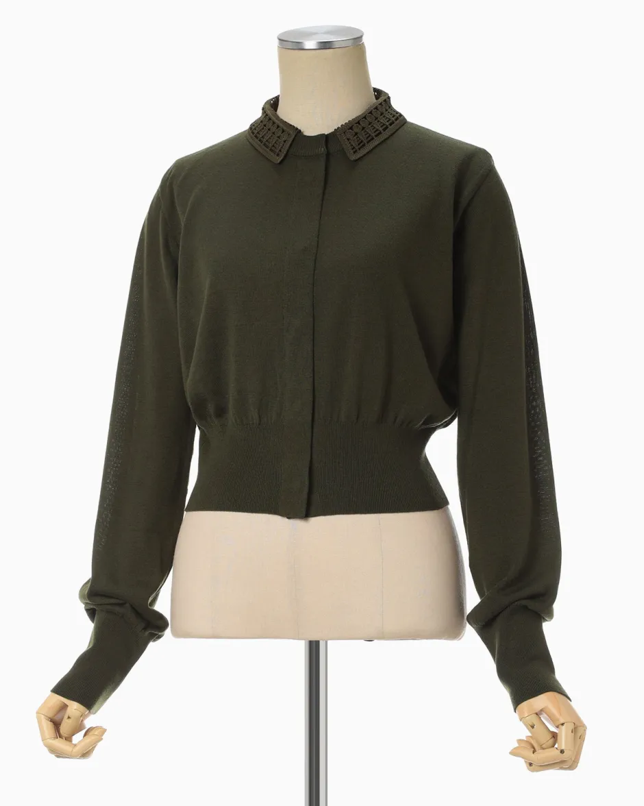 Anonymous Ism Detachable Collar Knit Cardigan-Women Tops|Tops