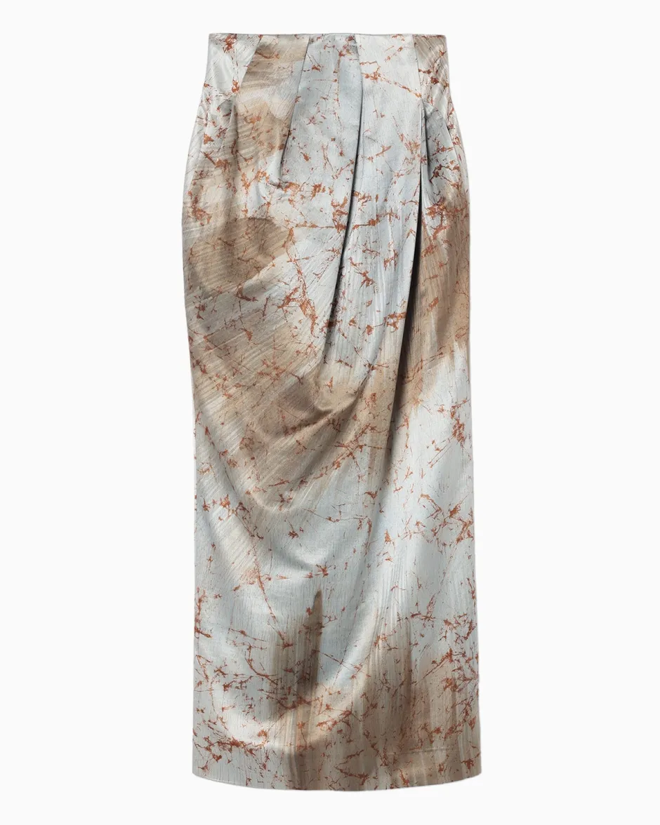 Anonymous Ism Hand Painted Tucked Waist Skirt-Women Bottoms