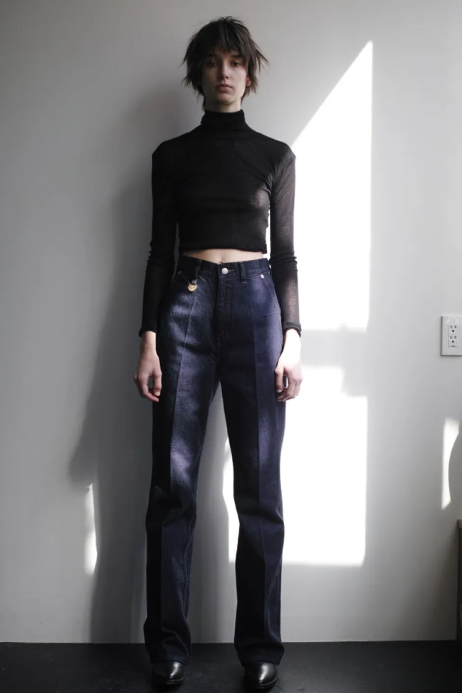 Anonymous Ism HI-WAIST DENIM PANTS-Women Bottoms