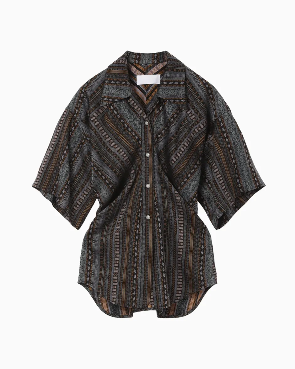 Anonymous Ism Jacquard Open-Collar Shirt-Women Tops|Tops