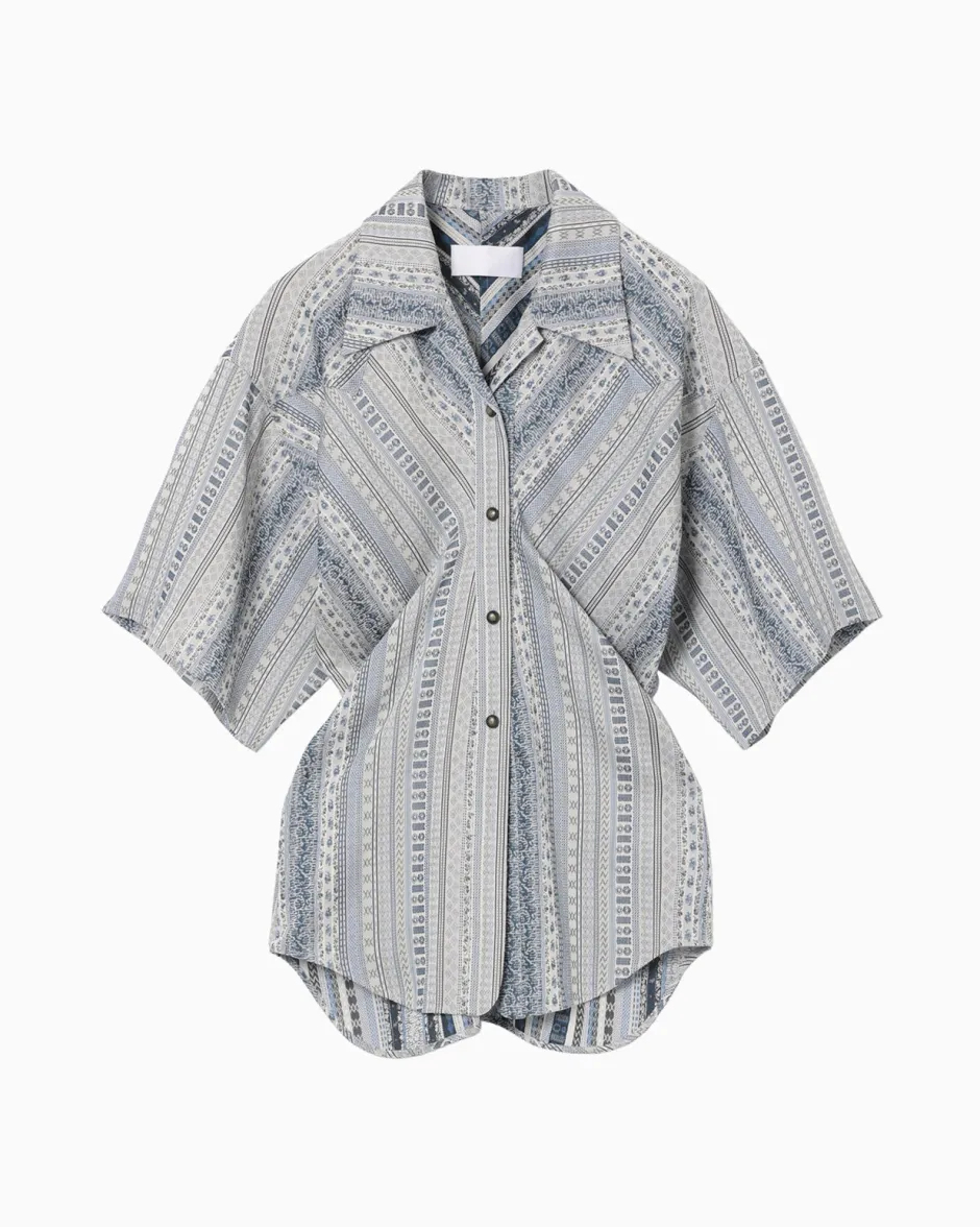 Anonymous Ism Jacquard Open-Collar Shirt-Women Tops|Tops