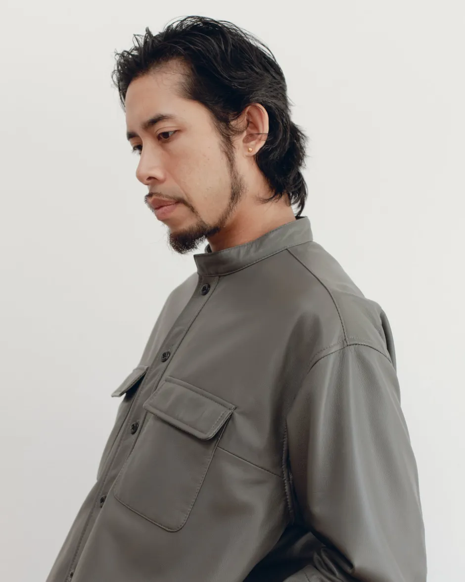 Anonymous Ism “JAMES” CLASSIC BAND COLLAR SHIRT- Outer - Jacket