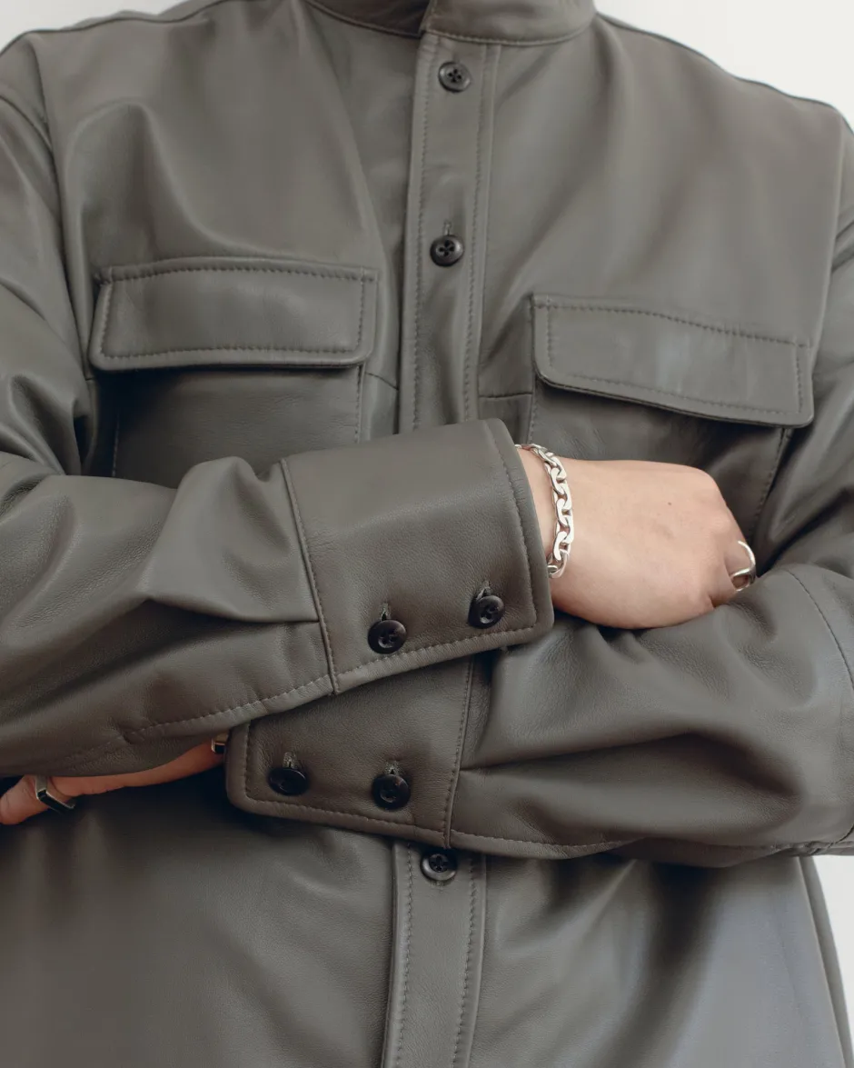 Anonymous Ism “JAMES” CLASSIC BAND COLLAR SHIRT- Outer - Jacket