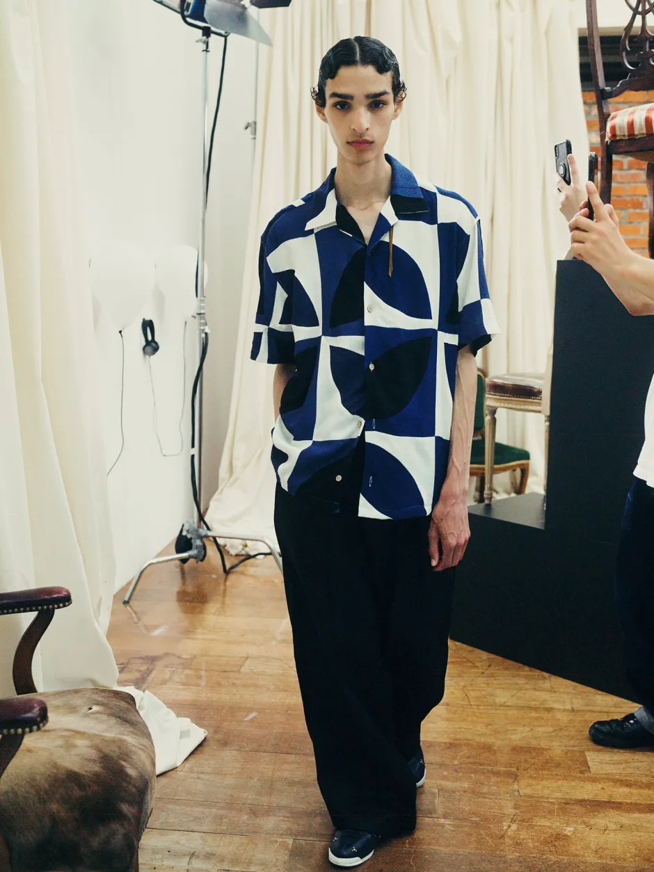 Anonymous Ism Kaleidoscope Patched Work Shirt- Tops