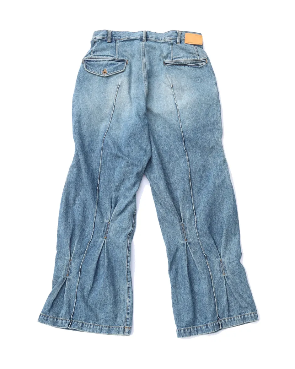 Anonymous Ism KHOKI- Pleat-Design Denim Pants- Bottoms