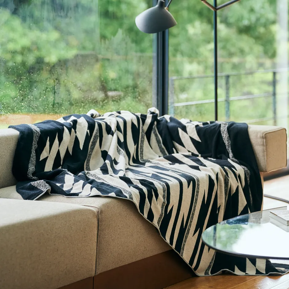 Anonymous Ism Large - Native Motif Cotton Pile Blanket - Black- Blanket