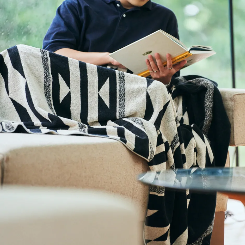 Anonymous Ism Large - Native Motif Cotton Pile Blanket - Black- Blanket