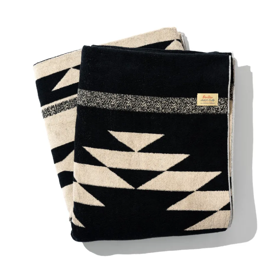 Anonymous Ism Large - Native Motif Cotton Pile Blanket - Black- Blanket