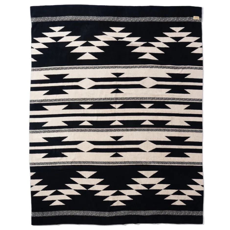 Anonymous Ism Large - Native Motif Cotton Pile Blanket - Black- Blanket