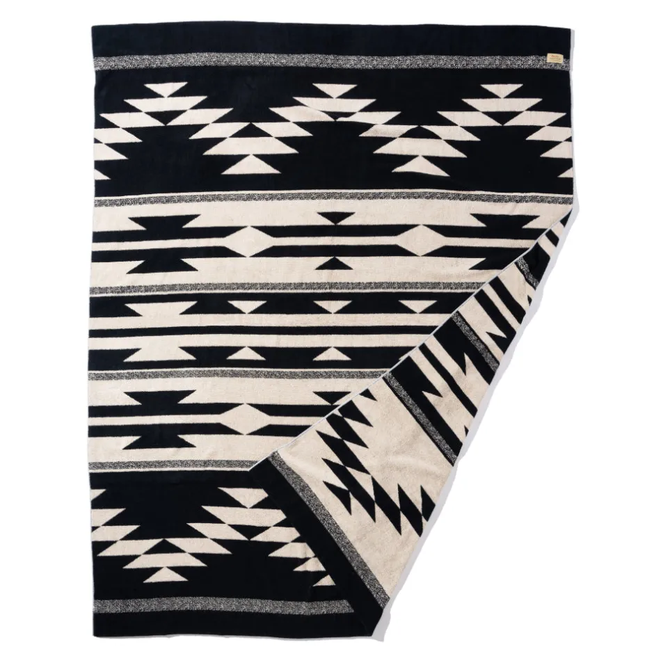 Anonymous Ism Large - Native Motif Cotton Pile Blanket - Black- Blanket