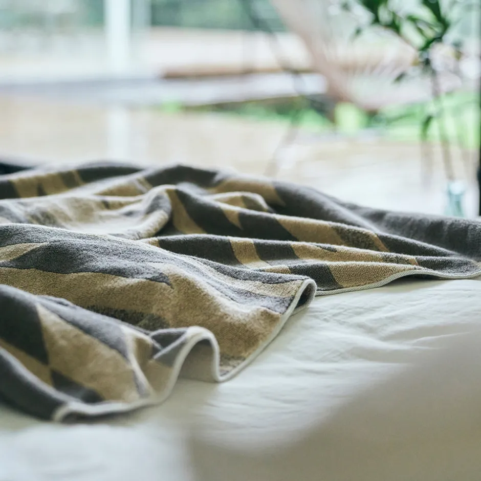 Anonymous Ism Large - Native Motif Cotton Pile Blanket - Beige- Blanket