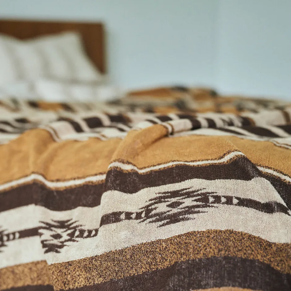Anonymous Ism Large - Native Stripe Cotton Pile Blanket - Brown- Blanket