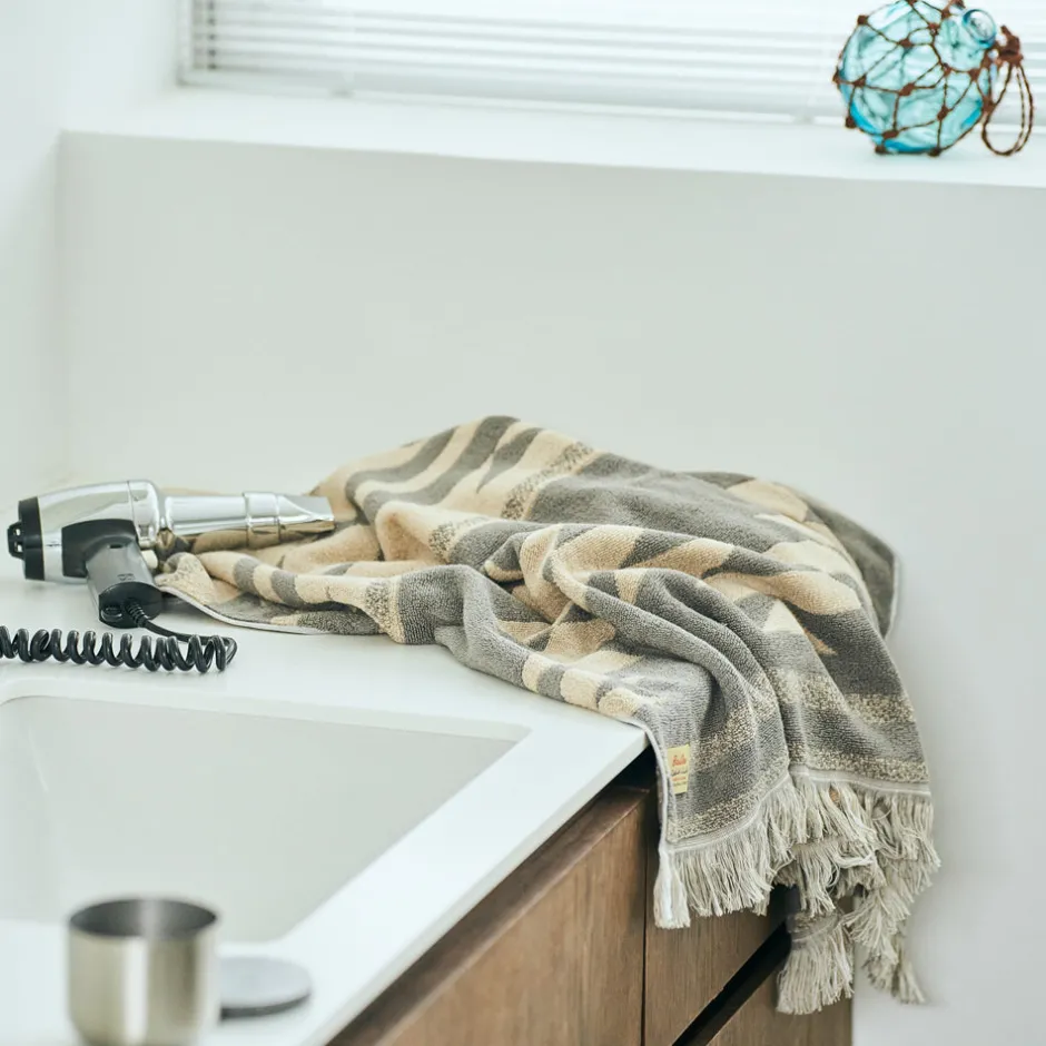 Anonymous Ism Native Motif Cotton Pile Blanket - Beige- Blanket