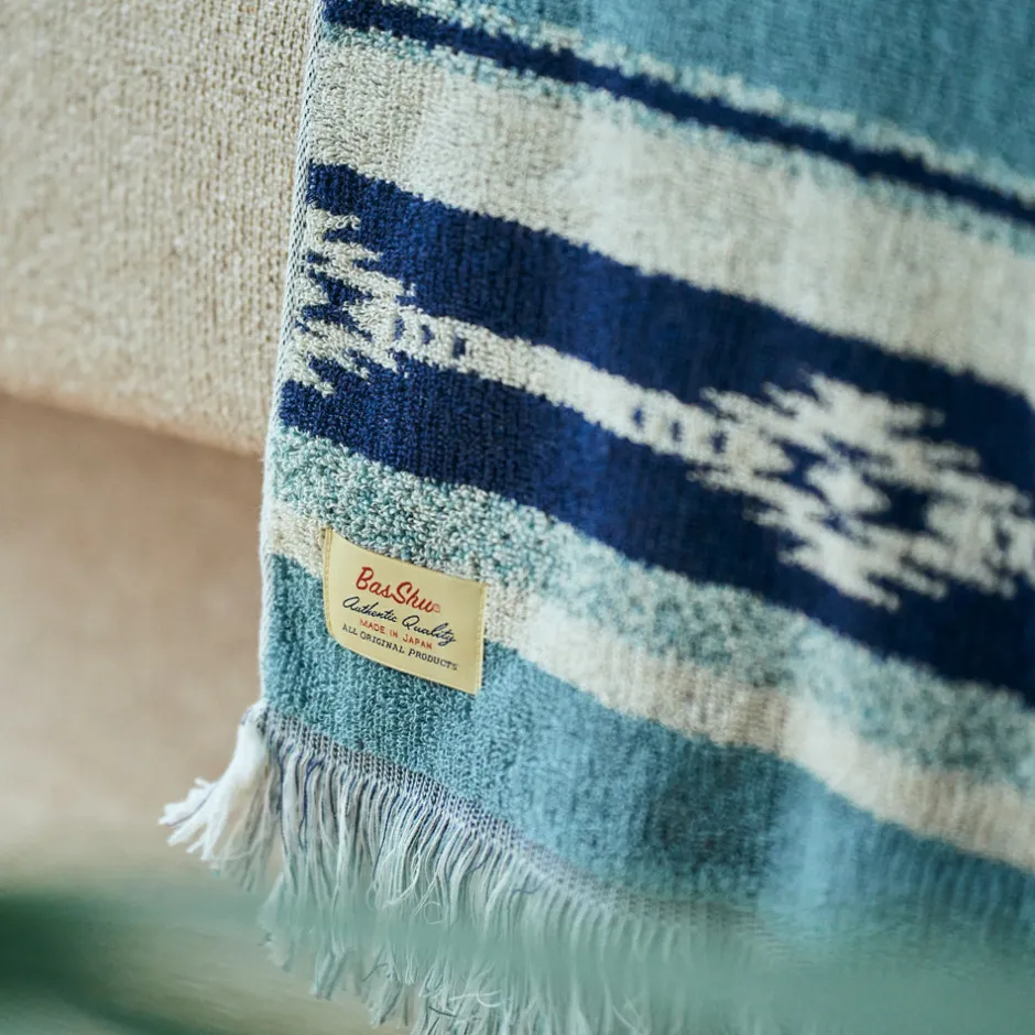 Anonymous Ism Native Stripe Cotton Pile Blanket - Blue- Blanket