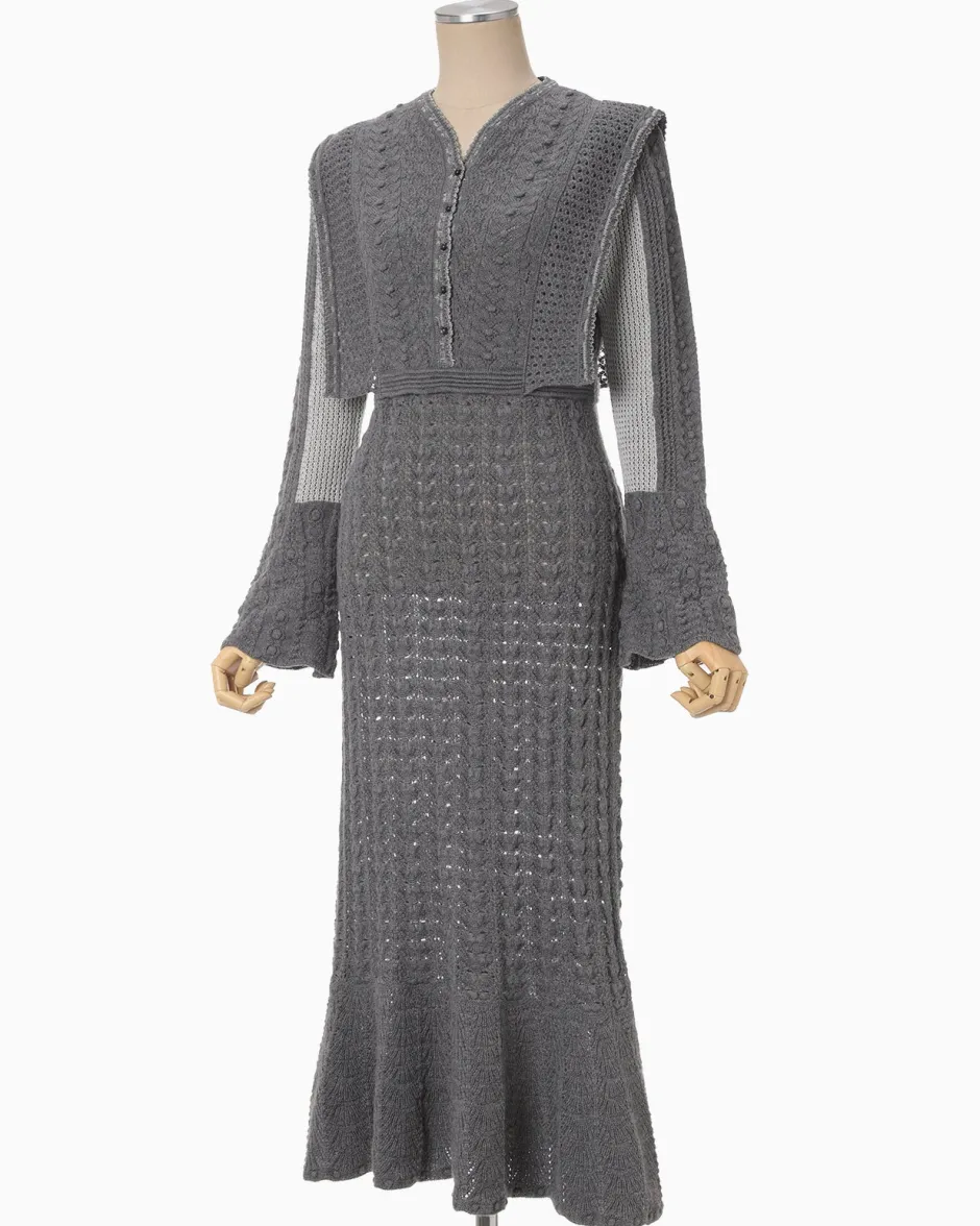 Anonymous Ism Openwork Pattern Knit Dress-Women Dress