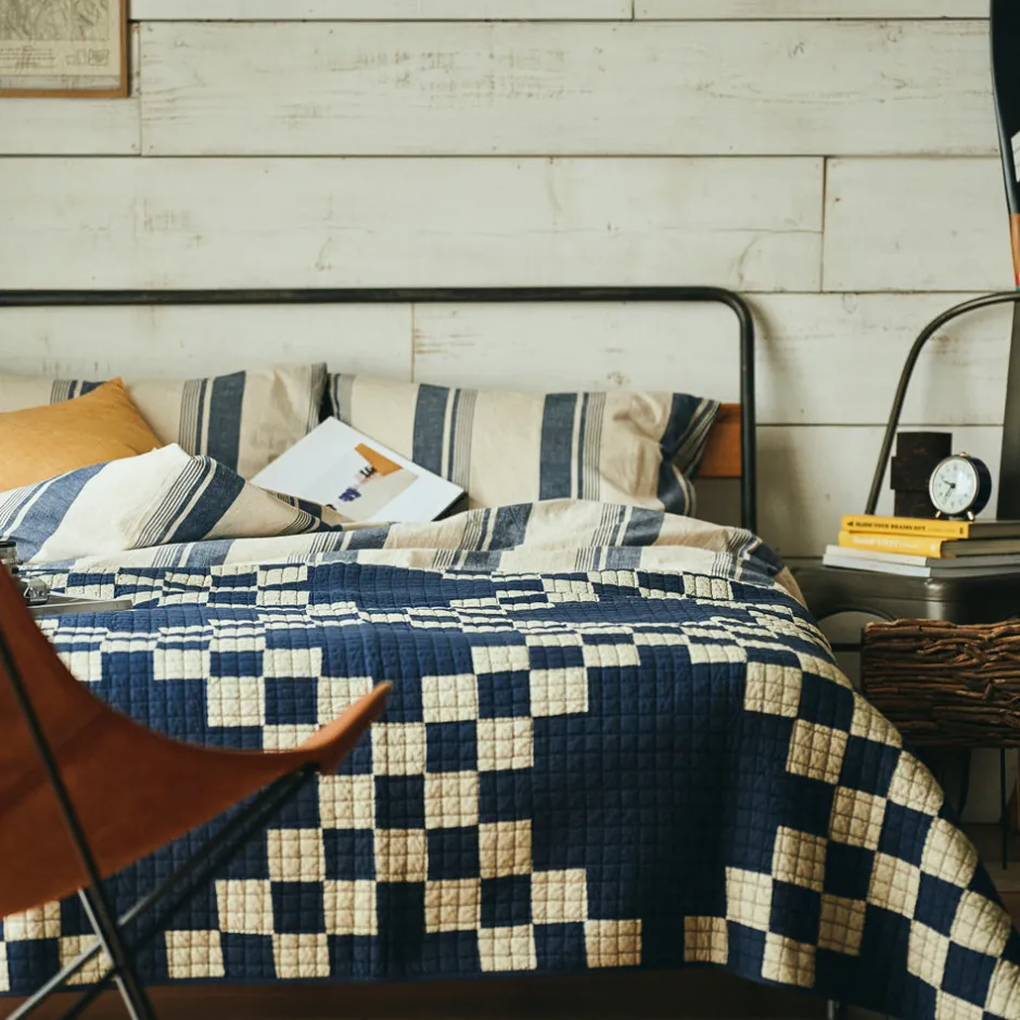Anonymous Ism Patchwork Quilt Cover - Navy- Blanket