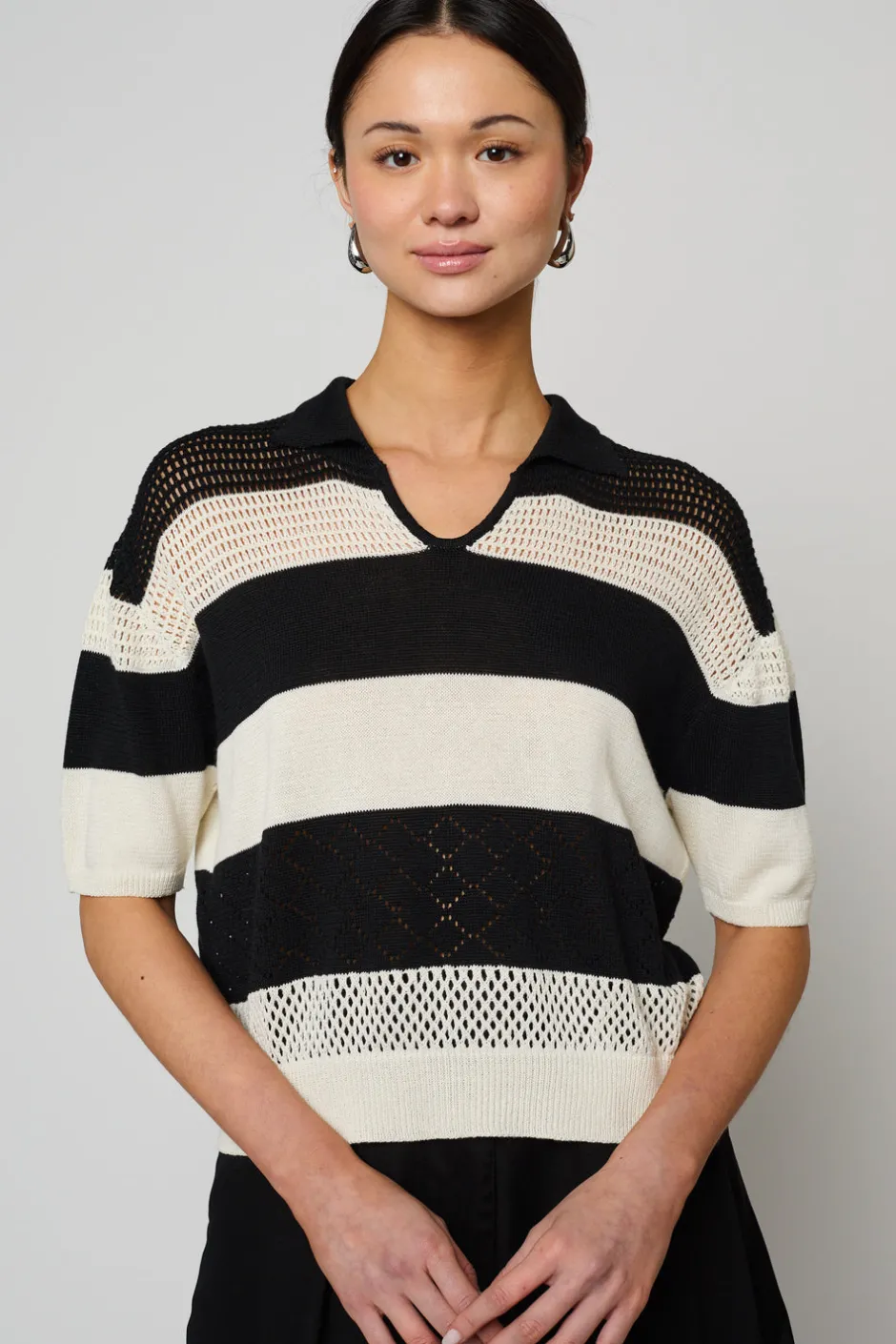 Anonymous Ism Polo Shirt Openwork Knit-Women Knitwear