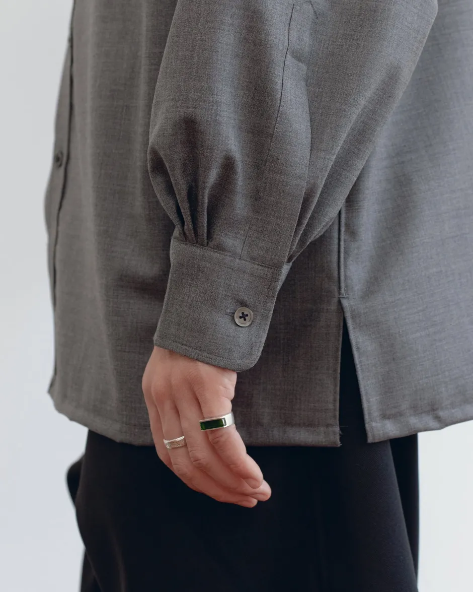 Anonymous Ism Signature Shirt - Super100's Wool - Grey- Tops