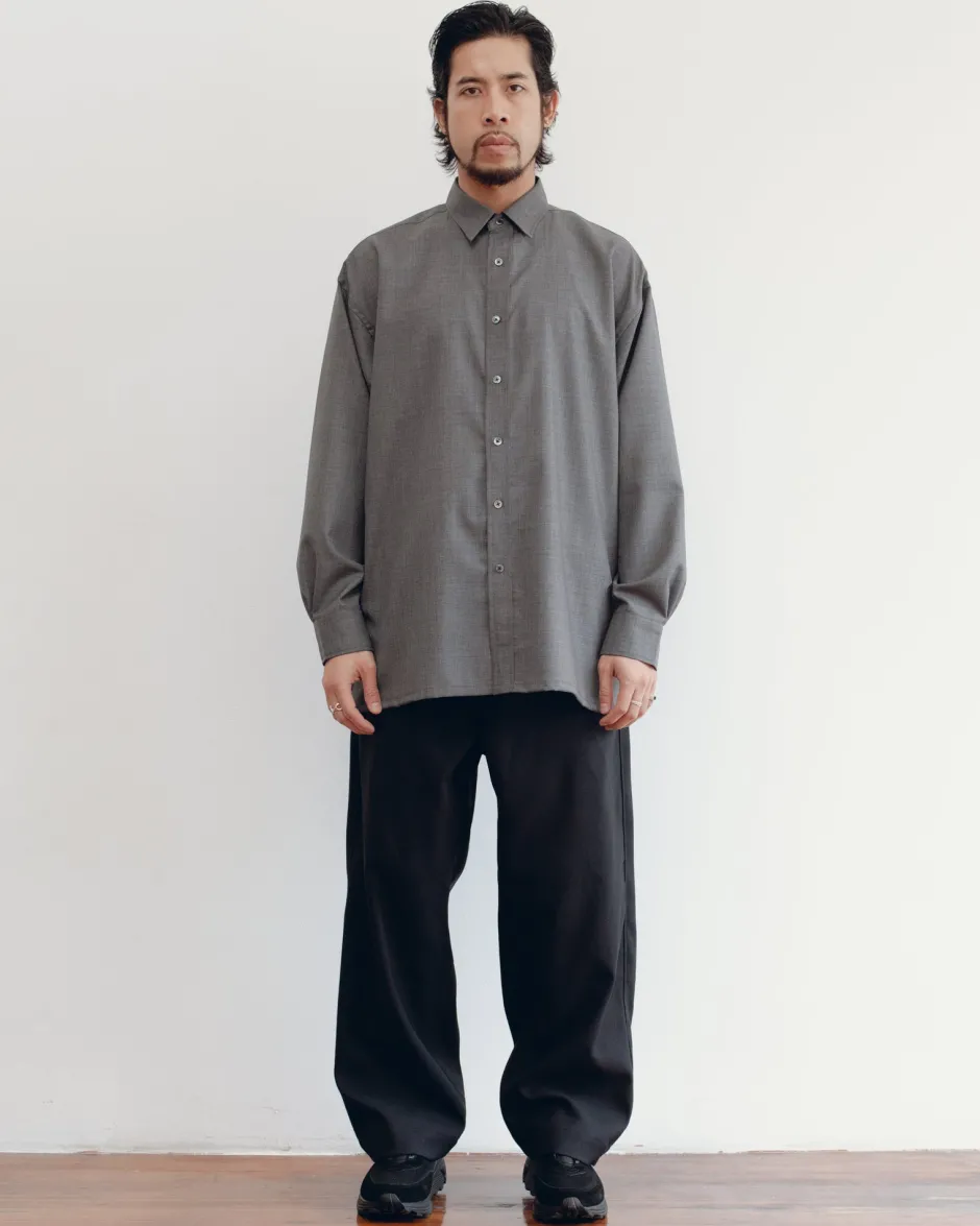 Anonymous Ism Signature Shirt - Super100's Wool - Grey- Tops