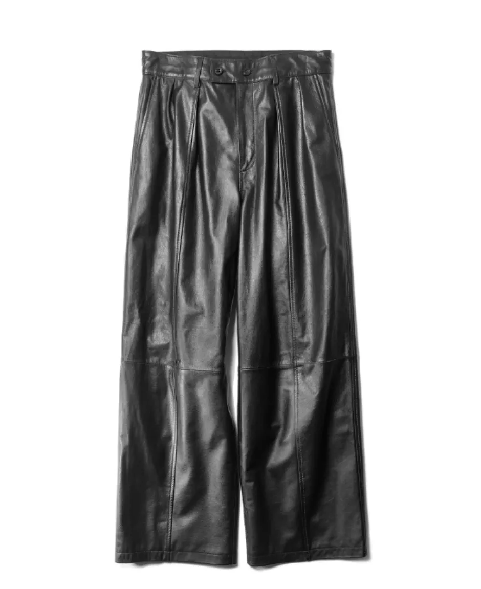 Anonymous Ism Smooth Leather WIDE SLACKS- Bottoms