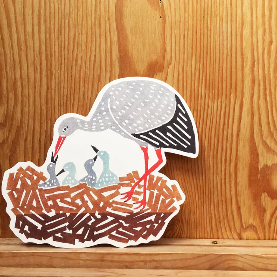 Anonymous Ism Stork - die cut postcard- Kata Kata